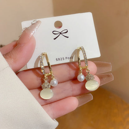 Pearl Cat's Eye Stone Earrings