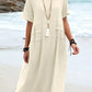 💃Women's Round Neck Cotton Linen Midi Dress